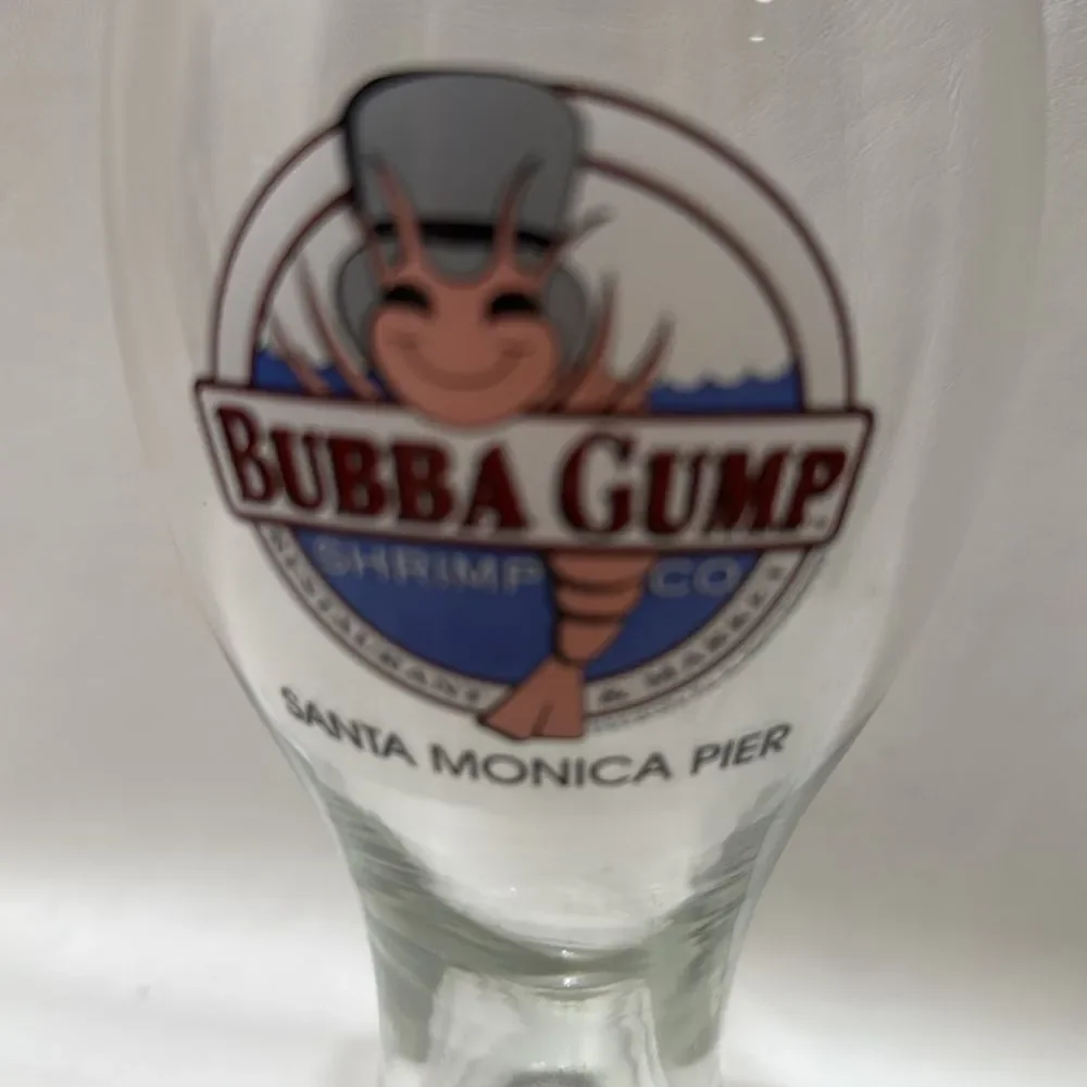 Bubba Gump Shrimp Co. Clear Glass Bar Accessory Santa Monica Pier 20 Oz Red Blue